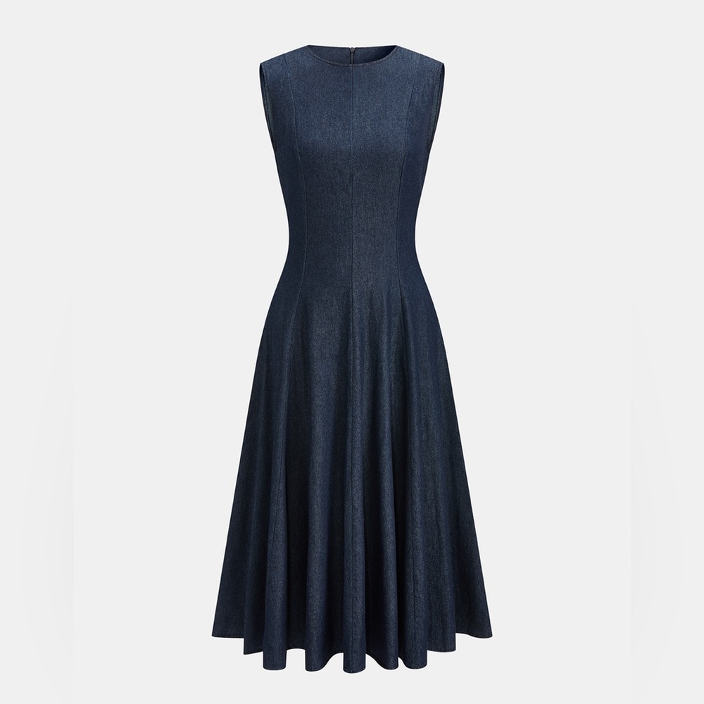 Commense Sleeveless Flared Denim Dress